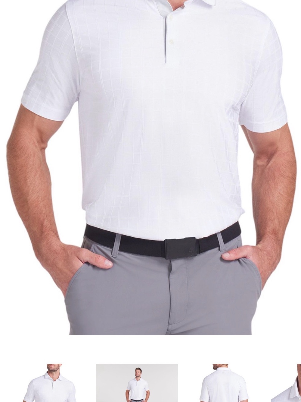 Puma Golf MATTR Check White Short-Sleeve Polo Shirt